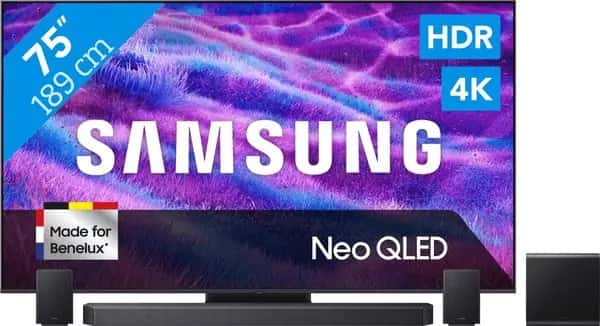 Samsung 75" Neo QLED QN82F 4K (2025) + Samsung HW-Q930F Zwart