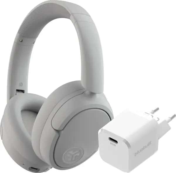 JBuds Lux ANC Wit + BlueBuilt Power Delivery Oplader met Usb C Poort 20W Wit