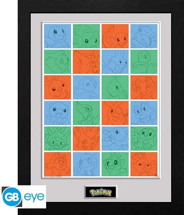 Pokemon Framed Print - First Partner Grid