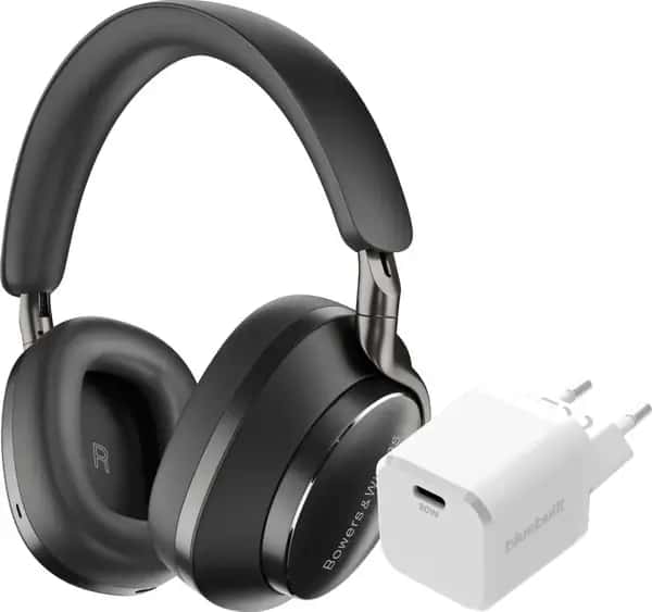 Bowers & Wilkins Px8 Zwart + BlueBuilt Power Delivery Oplader met Usb C Poort 20W Wit