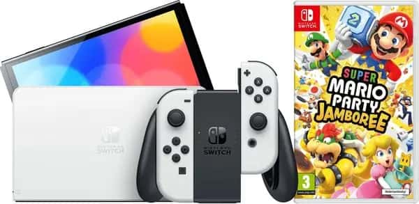 Nintendo Switch OLED Wit + Mario Party Jamboree