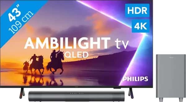 Philips Ambilight 43'' PUS8500 QLED 4K (2025) + Philips TAB6100
