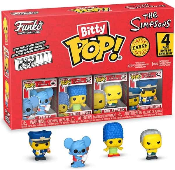 The Simpsons Funko Bitty Pop! 4-Pack: Itchy / Marge Simpson / Moe Szyslak / Chase Figuur