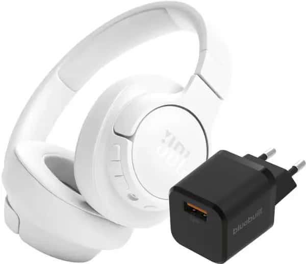 JBL Tune 720BT Zwart + BlueBuilt Quick Charge Oplader met Usb A Poort 18W Zwart