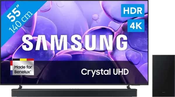 Samsung 55" Crystal UHD U8070F (2025) + Samsung HW-B750F Zwart