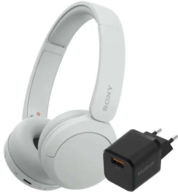 Sony WH-CH520 Blauw + BlueBuilt Quick Charge Oplader met Usb A Poort 18W Zwart