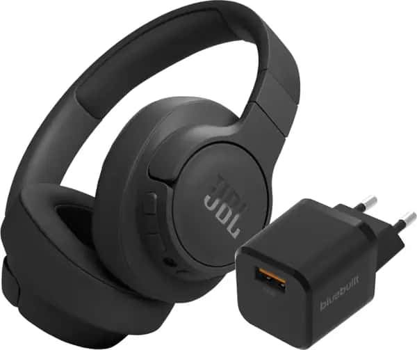 JBL Tune 770NC Zwart + BlueBuilt Quick Charge Oplader met Usb A Poort 18W Zwart