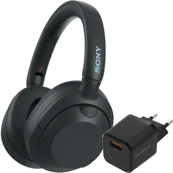 Sony ULT Wear Zwart + BlueBuilt Quick Charge Oplader met Usb A Poort 18W Zwart
