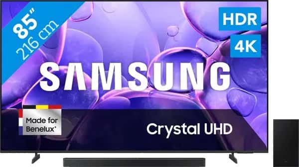 Samsung 85" Crystal UHD U8070F (2025) + Samsung HW-B750F Zwart
