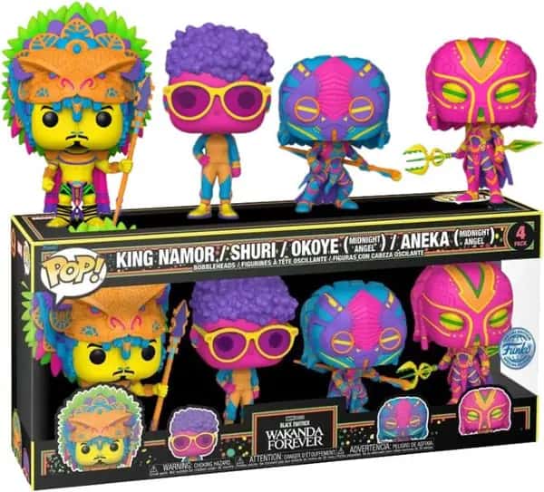 Black Panther: Wakanda Forever Funko Vinyl 4-Pack: King Namor / Shuri / Okoye (Midnight Angel) / Aneka (Midnight Angel) (Blackli