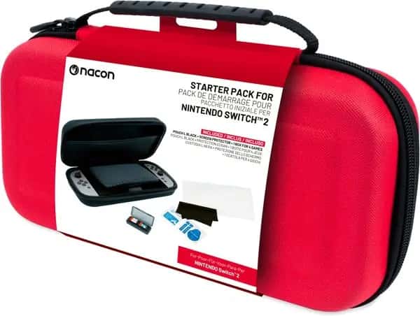 Nacon Switch 2 Starter Pack - Pouch (Red) + Screen Protector + Game Cases