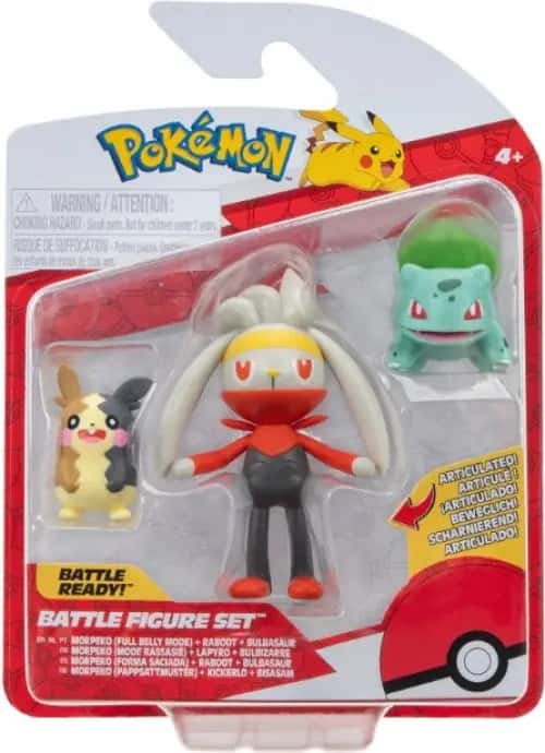 Pokemon Battle Figure Pack - Morpeko, Raboot & Bulbasaur