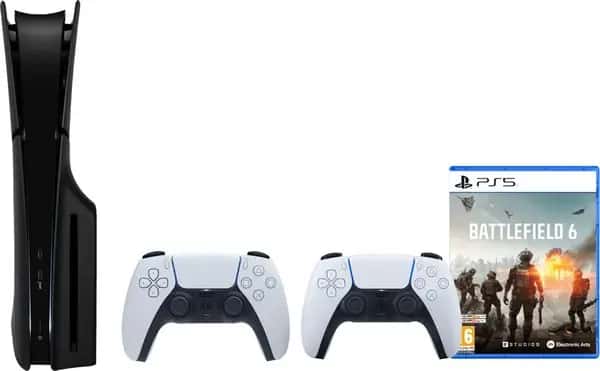 PlayStation 5 Slim Disc Edition + Battlefield 6 + Covers Zwart + Extra Controller Wit