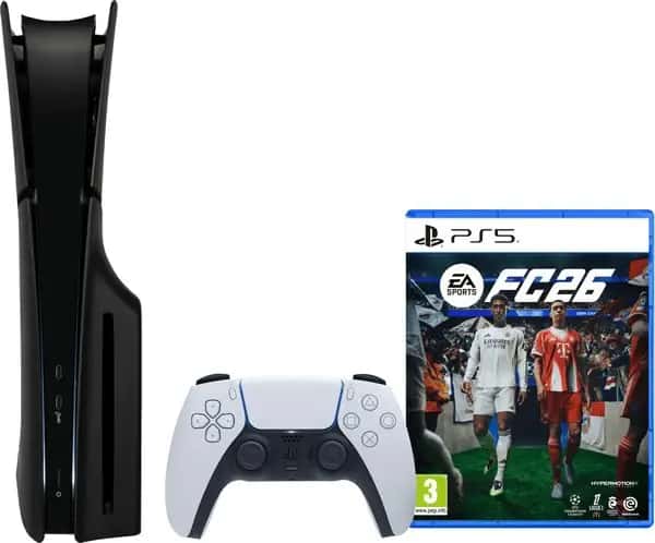 PlayStation 5 Slim Disc Edition + FC 26 + Covers Zwart