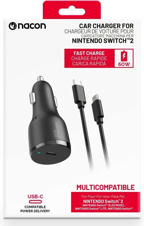 Nacon Nintendo Switch 2 Auto Oplader 60W