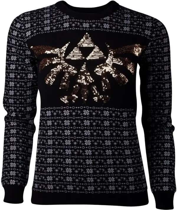 Zelda - Tri-Force Glitter Knitted Women's Christmas Sweater